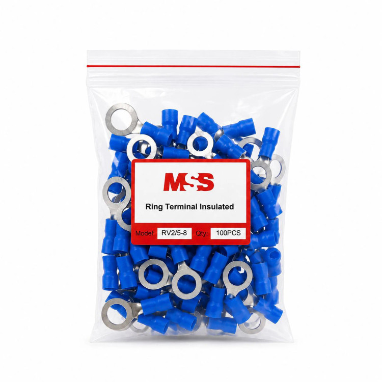 سرسیم حلقوی روکش دار RV2-5-8 مناسب سیم 1.5 تا 2.5 میلیمتر بسته 100 عددی